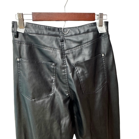 Zara Faux Leather Pants Size 6 Black  Straight 5 pocket Stretch Soft Zipper - Picture 6 of 8